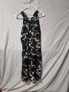 Outback Red Black & Mustard Abstract Print Dress